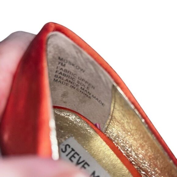 Steve Madden Moscow orange fabric and silver healed stilettos 7 - Picture 5 of 9
